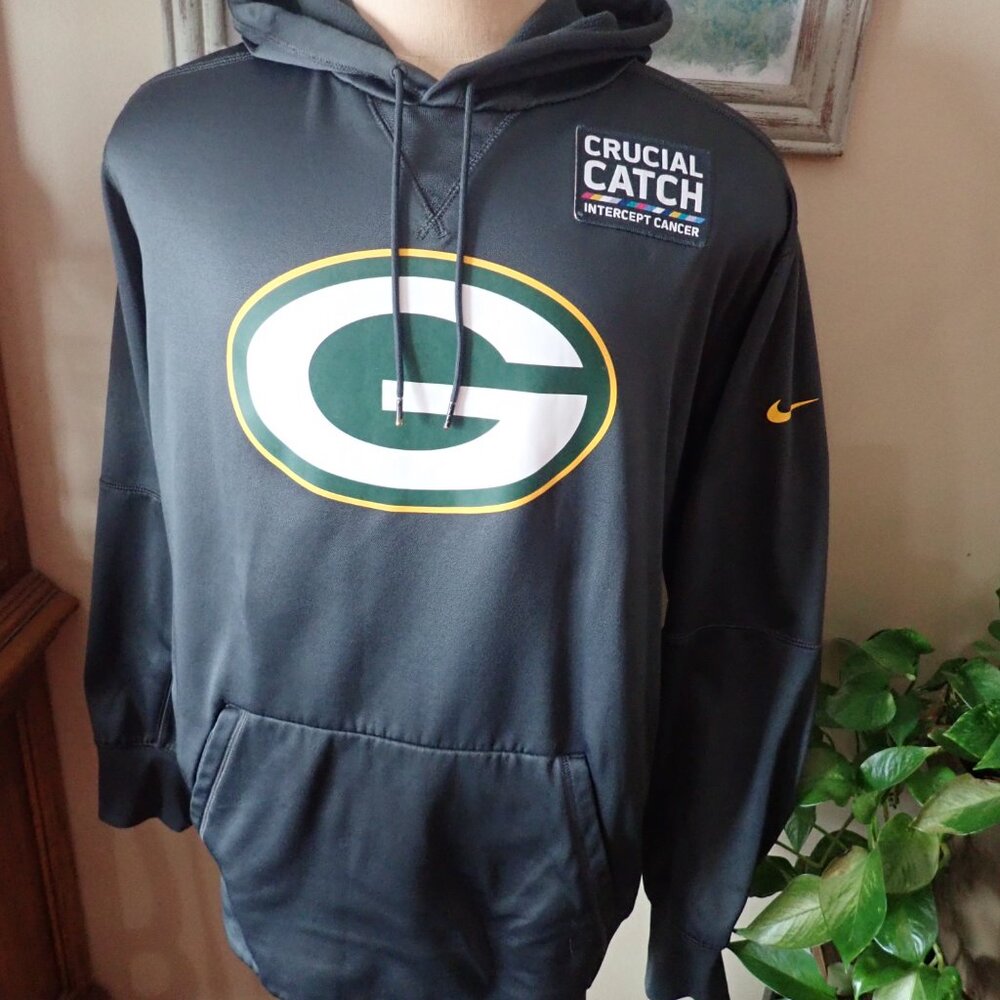 NFL Green Bay Packers Nike Crucial Catch Cancer Sweatshirt Hoodie Sz XXL